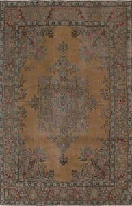 Evenly Low Pile Floral Traditional Vintage 7x10 Area Rug Hand-knotted Wool - Picture 1 of 12