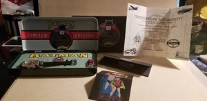 1994 NEW Batman #1 Fossil Limited Edition 1034 Leather Watch w/ Tin Pin & Papers - Picture 1 of 9