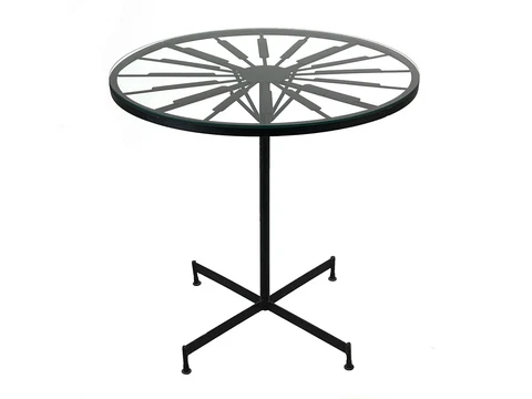 Vtg 1960s Iron & Glass Round Table by Arthur Umanoff for Shaver Howard RARE Cover