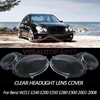 2Pcs For Mercedes Benz W211 E Class 2002-2008 Headlight Headlamp Lens Cover — 第 1/4 张图片