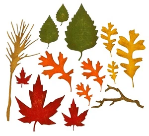 Sizzix Thinlits Fall Foliage 14pc #660955 Retail $24.99 by Tim Holtz NIP Retired - Picture 1 of 12