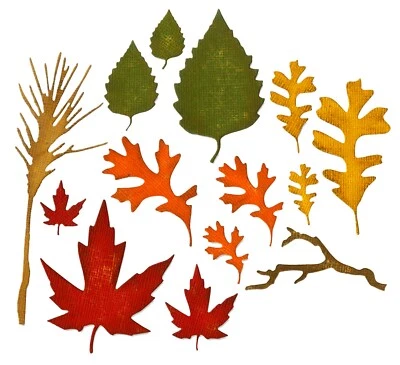 Sizzix Thinlits Fall Foliage 14pc #660955 Retail $24.99 by Tim Holtz NIP Retired - Image 1 of 4