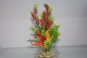 Base ciottoli acquario pianta plastica rosso e verde e arancione 7 x 6 x 25 cm - Foto 1 di 4
