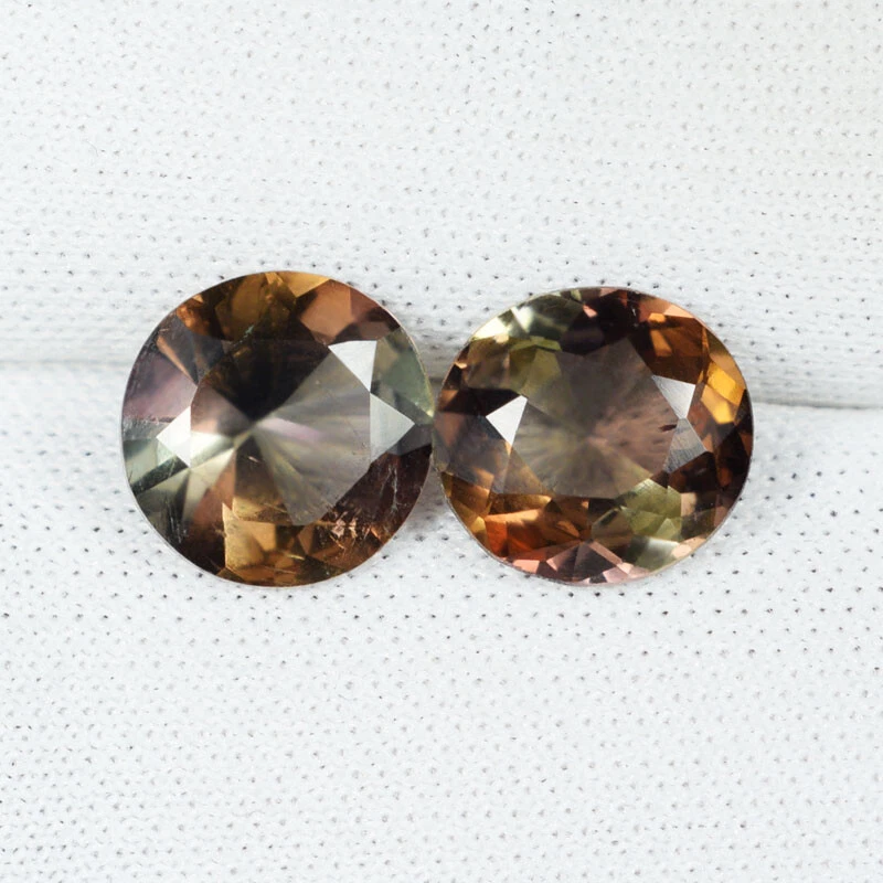 3.62Cts Best Luster "Rare" TOP ANDALUSITE ~UNHEATED Round Pair....!!!!! - Image 1 of 2