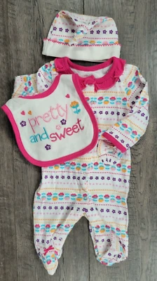 Baby Girl Clothes Nwot Koala Baby Newborn 3pc Pretty & Sweet Outfit Hat Bib - Image 1 of 4