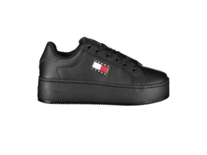 TOMMY HILFIGER Zapatillas De Cuña Para Mujer Negro Nuevo Logo Talla 40 - Imagen 1 de 5