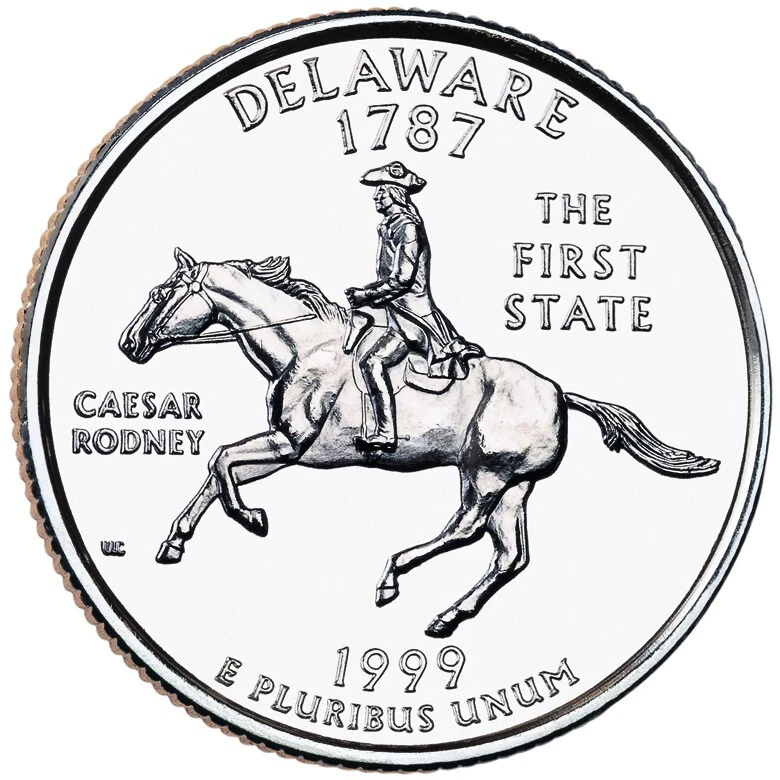 1999 D Delaware State Quarter.  Uncirculated From US Mint roll. - Image 1 of 3