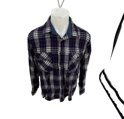 Vintage Fieldmaster Men Size Tall XL Wool Blend Cabin Shirt Blue Plaid  K10 - Image 1 of 4