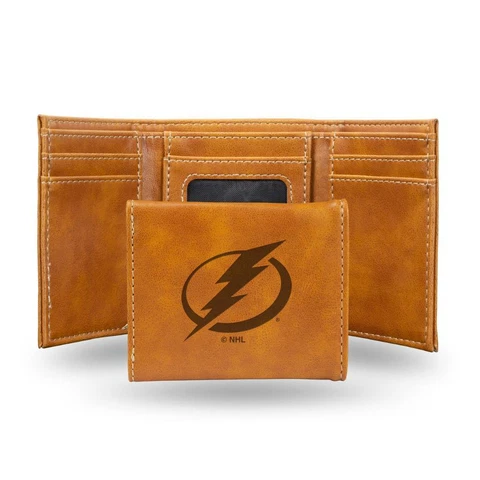 Tampa Bay Lightning Laser Engraved Leather Trifold Wallet [NEW] Billfold ID Card Cover