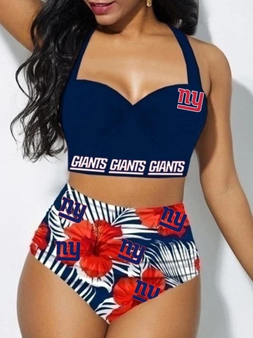 New York Giants 2PCS High Waist Bikini Set Womens Halter Low Cut Swimsuit Gift Cover