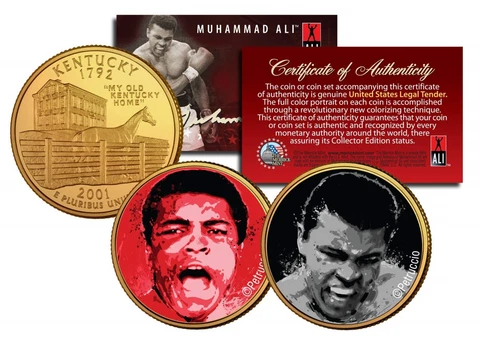 MUHAMMAD ALI * Liston Fight & The Greatest * Quarters 2-Coin Set 24K Gold Plated Cover