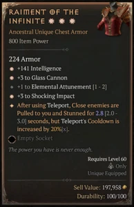 Raiment of the Infinite 3GA Chest Armor Diablo 4 ETERNAL REALM NON-SEASON SC D4 - Picture 1 of 1