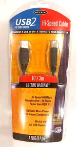 Belkin USB2 High Speed Cable New, Unopened 10'/3m A Plug/B Plug 480 Mbps - Picture 1 of 3