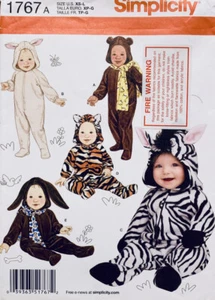 Simplicity Pattern 1767 | Babies Sizes 1 - 18 Months | Costume Animal Sleepsuit - Picture 1 of 2