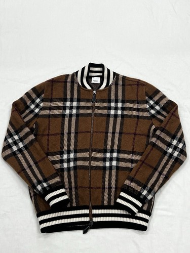 Bomber Burberry Nova Check Cashmere Taglia Large Stampa Marrone