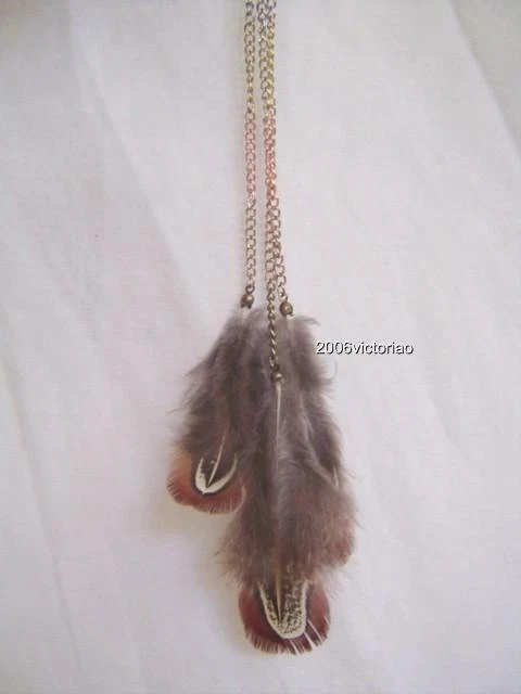 Nuevos Pendientes Plumero Largos BEBE en Oro Marrón Plumero Gran Regalo Regalo Foto 1 de 1