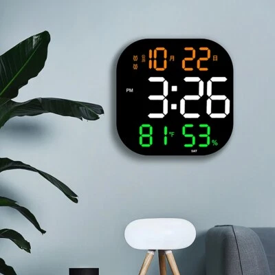 LED Digital Wall Clock Large Date Day Temperature Display Electronic USB Remote - Image 1 of 4