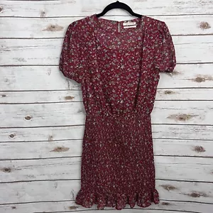 Urban Outfitters Red Micro Ditsy Floral Smocked Short Sleeve Dress Small NWT - Picture 1 of 6