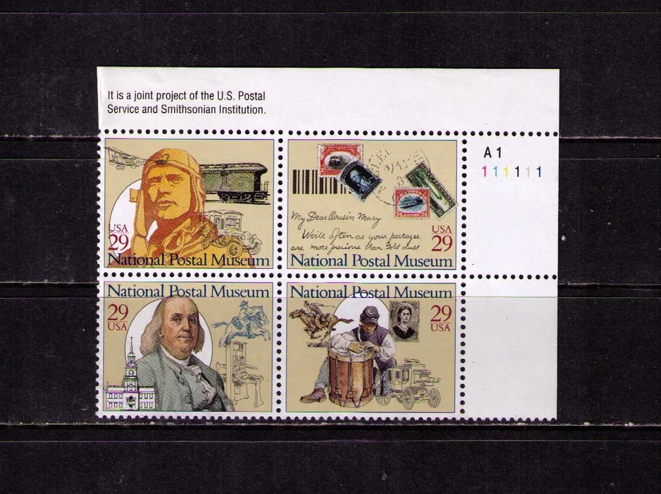 US USA Sc# 2782a MNH FVF PL# BLOCK National Postal Museum Franklin Lindbergh - Image 1 of 1