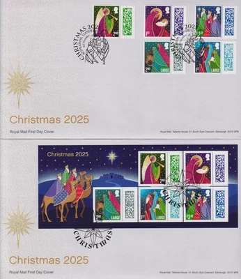 GB FDC 2025 CHRISTMAS PAIR STAMPS & MINISHEET FDC's **SPECIAL PRICE** - image 1 of 4