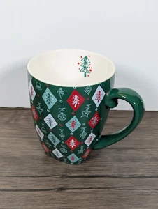 Starbucks Barista Large Mug 2002 Green Trees & Holiday Ornaments Rare Collection - Bild 1 von 6