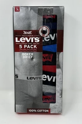 Pack de 5 calzoncillos boxer Levis para hombre. Nuevo en una caja. Talla Grande 36-38 Foto 1 de 3