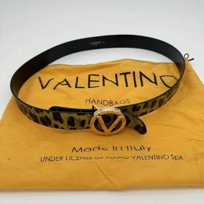 Valentino Milano Giusy Cinturón Leopardo Dorado V Hebilla Talla L Hecho en Italia Bolsa para el Polvo Foto 1 de 4