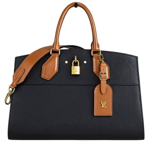 LOUIS VUITTON City Steamer Black Tan Leather Bag 2 Way Shoulder Strap Tote Bag - Bild 1 von 19
