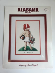 Alabama Ballplayer In Training Counted Cross Stitch pattern Roll Tide Crimson  - Picture 1 of 7