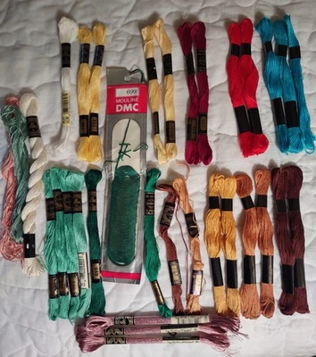 Embroidery Floss/Thread Lot of 27 Mixed Colors, Brands & Sizes (25 & 5)  - Image 1 of 4