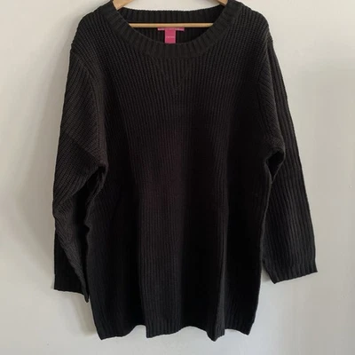 Suéter robusto preto feminino 2X manga longa conforto aconchegante - Imagem 1 de 4