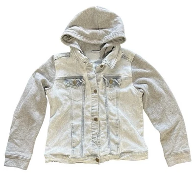 Chaqueta vaquera envejecida sudadera con capucha y mangas niñas XL (14-16) grunge retro Foto 1 de 4