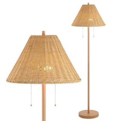 JYL3092A Nando 61" 2-Light Coastal Bohemian Iron/Rattan LED Floor Lamp with P... - Image 1 of 4