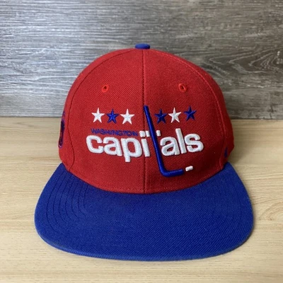 Boné Washington Capitals Snap Back vermelho azul NHL hóquei masculino retrô - Imagem 1 de 4