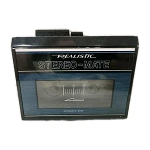 Reproductor de cassette estéreo mate realista vintage azul y negro probado y funciona limpio - Imagen 1 de 11