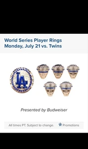 Dodgers 2024 World Series Player Ring Sga 7/21/2025 (Mystery Player) - Picture 1 of 1