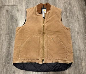 Carhartt VD2 Brn Brown Duck Canvas Quilted Vest Men's XL X-Large Tall RN 14806 - Picture 1 of 9