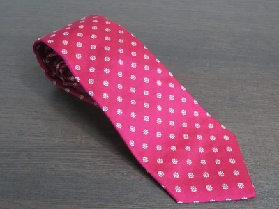 Corbata Kiton para hombre roja floral patrón de puntos seda diseñador de lujo Italia Foto 1 de 3