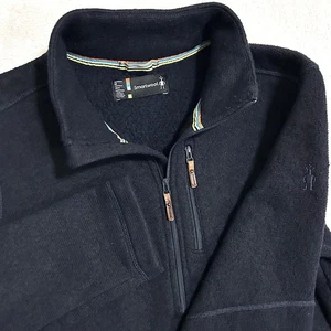 Smartwool Hudson Trail Fleece Sweater Mens M Deep Navy 1/2 Zip Pullover 45% Wool - Picture 1 of 20