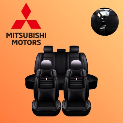 For All Mitsubishi Leather Seat Cover Luxury Black 5 Seats Custom Fit - Image 1 of 4