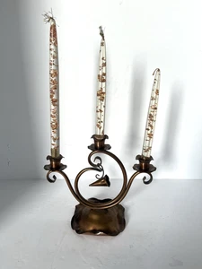 Candelabro Gregoriano Cobre con 3 Velas Lucite y Apagador De Colección - Imagen 1 de 10