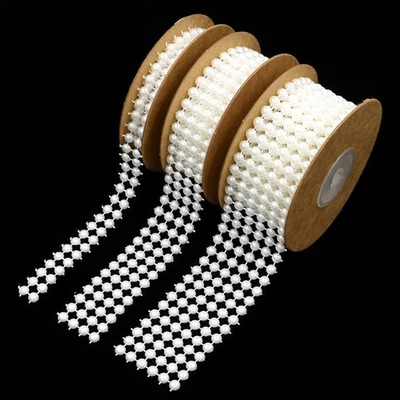  3 Roll of 2 Yard Simulation Pearl Hemisphere Bead Ribbon Hanging Cotton Weaving - image 1 of 4