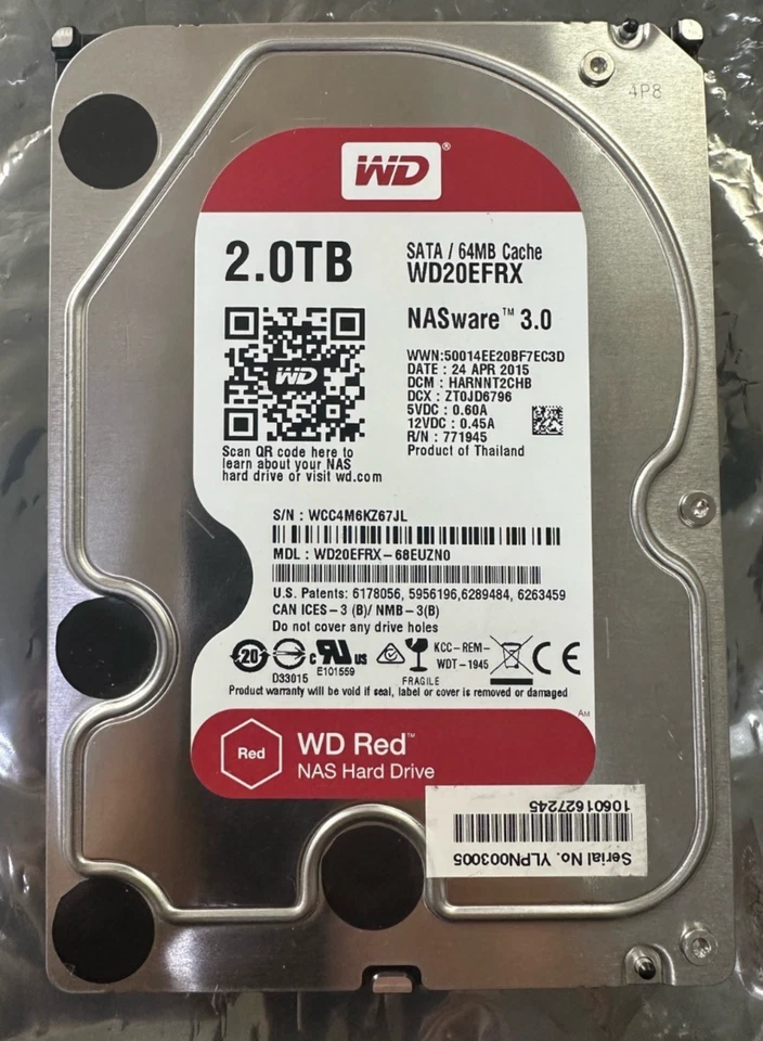 Western Digital Red (WD20EFRX) 2TB SATA 3.5'' Hard Drive (SMART TESTED 100%) - Image 1 of 1