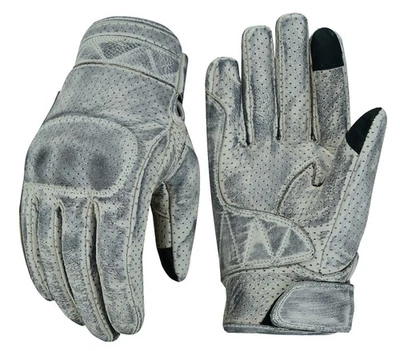 Guanti Da Motociclista Guanti In Pelle Guanti Con Protezione Guanti BIANCO - Immagine 1 di 4