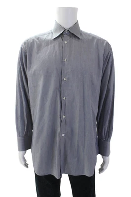 Camisa de vestir a rayas azul blanco algodón talla 41 16 Armani Collezioni para hombre Foto 1 de 4