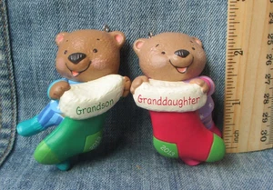 GRANDSON & GRANDDAUGHTER Lot Of 2 Vintage Hallmark Christmas Ornaments ORN73 - Picture 1 of 2