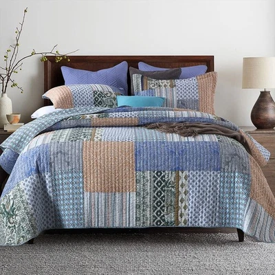 VISIMISI Colcha de Algodón Edredón Juegos de 3 Piezas Cobertores Reversibles Cómodos... Foto 1 de 4