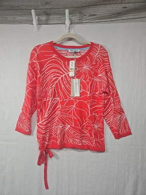 Tommy Bahama Mujer S Island Bloom Jacq Corbata Suéter Túnica Rojo Amapola Vacaciones Foto 1 de 4