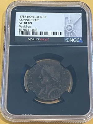 1787 Connecticut Horned Bust  NGC VF30 BN - Image 1 of 4