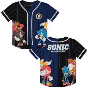 Boys Sonic The Hedgehog Baseball Jersey T-Shirt - Little and Big Boys Sizes 4-20 - Picture 1 of 7